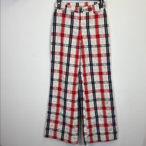 Levi's 1970’s Red, Navy Plaid Flare Pants/ Size tag removed/Levi Strauss Button